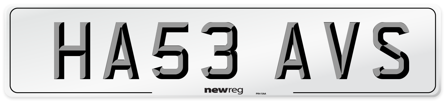 HA53 AVS Number Plate from New Reg